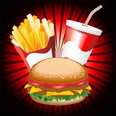 Fast Food Hamburger Fries and Drink Menu