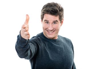 mature handsome man welcoming portrait