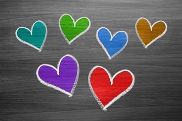 color chalk heart shapes