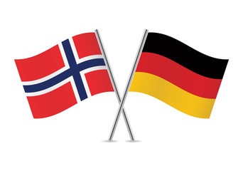 German and Norwegian flags. Vector illustration.
