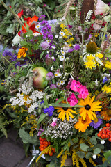 Fototapeta na wymiar beautiful bouquets of flowers and herbs