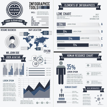 Corporate infographic resume elements data template