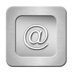 silver email button on white background