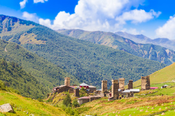 Ushguli, Upper Svaneti, Georgia, Europe. Caucasus mountains.