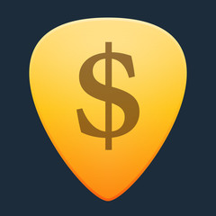Guitar pick with a currency sign