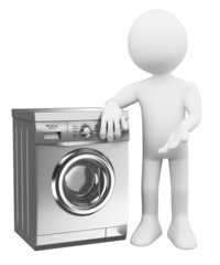 3D white people. Modern Washing Machine