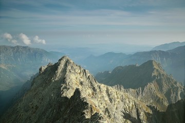 Fototapeta premium View from the summit in the Carpathian Mountains, Poland