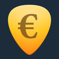 Guitar pick with a currency sign