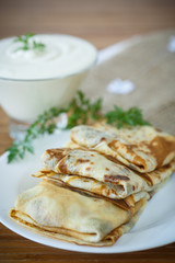 Pancakes with meat