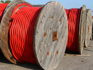 high-voltage cable in the power plant