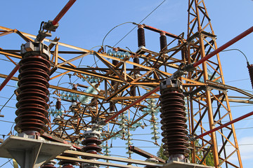 high-voltage switches in outdoor power station