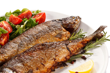 Fish dish - fried fish fillet with vegetables