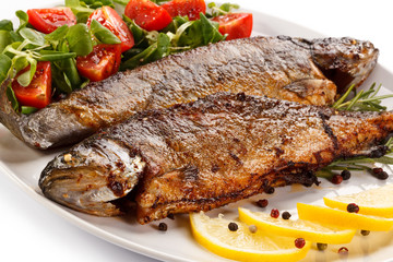 Fish dish - fried fish fillet with vegetables