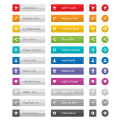 Web button set in various colours.