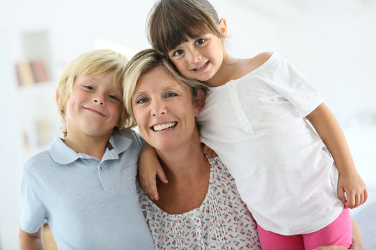 Portrait Of Happy Mother With Kids