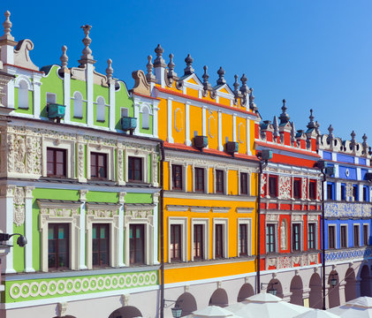 Zamosc, Poland. Historic buildings of the old town