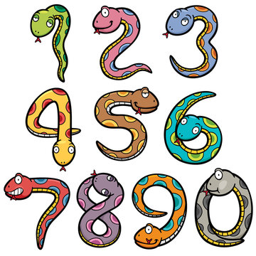 Vector illustration of Snake in form number set