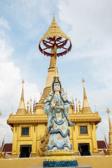 Fototapeta premium Guan Yin statue with blue sky, Thailand