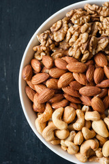different types of nuts in bowl