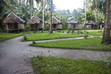 Huts at tropical resort . Havelock, Andaman islands, India.
