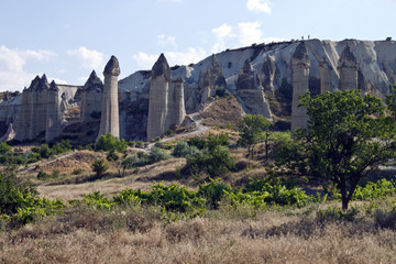 Fototapeta na wymiar Unusual landscape in Cappadocia, Turkey