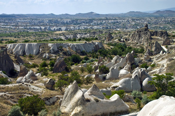 Unusual volcanic landscape in Cappadocia, Turkey