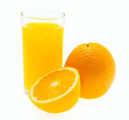 orange juice on white background