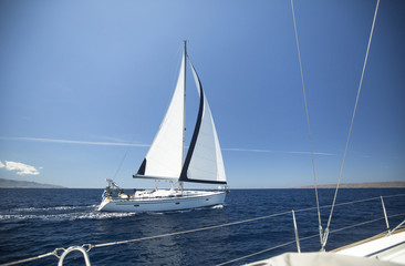 Sailing regatta. Luxury yacht at sea race.