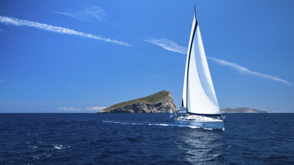 Beautiful sailboat at Sea.