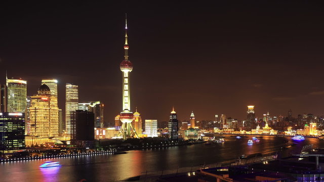 China Shanghai night, timelapse video(zoom out)