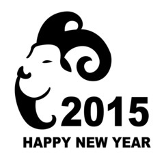 2015 - chinese new year of the goat black icon vector