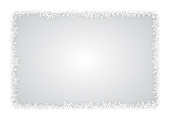 Schneeflocken-umrahmter Hintergrund, Querformat, grau