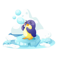 penguin on a bit of ice vector