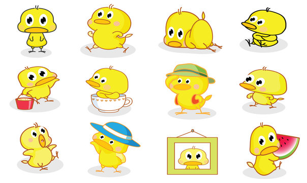 various styles cartoon chicks