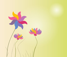 Abstract Colorful Background with Flowers. Vector Illustration