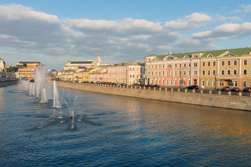 Fountains on Vodootvodny Canal in Moscow, Russia