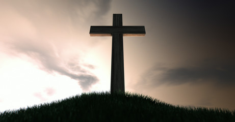 Crucifix On A Hill At Dawn