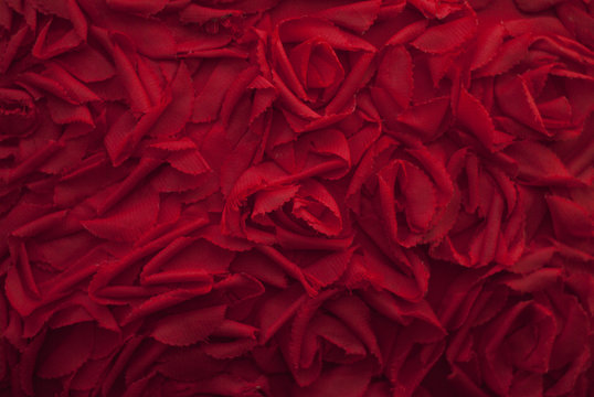 beautiful red roses made ​​of cloth
