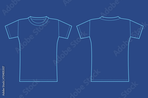 Download "Blank blue t-shirt template. Front and back view." Stock image and royalty-free vector files on ...