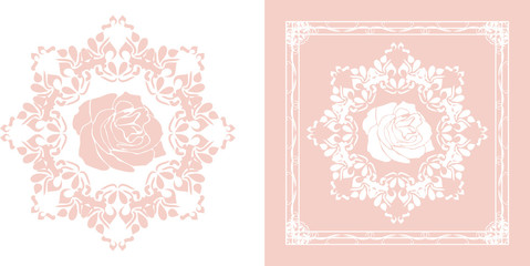 Ornamental element for decor isolated on the white and pink