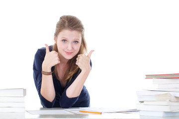 young female student say ok