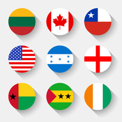 Flags of the world, round buttons