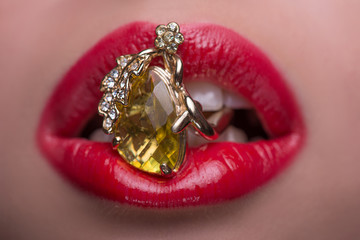 Wonderful blonde wearing jewelry