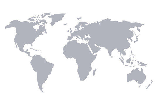 Map of the world. Gray solid stylized scheme.