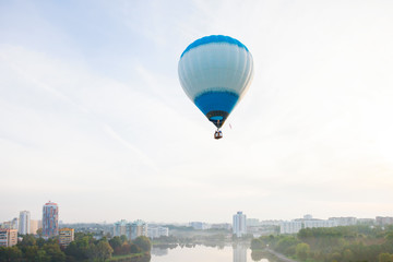 Fototapeta na wymiar Minsk, Belarus. 13-September-2014: view of hot air baloon flying