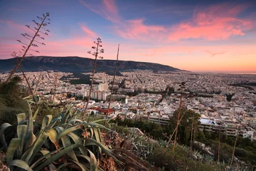 Fototapeten View of Athens from Lycabettus hill. © milangonda