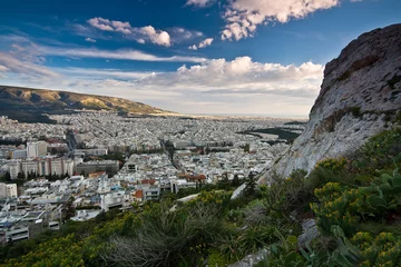 Schilderijen op glas View of Athens from Lycabettus hill. © milangonda