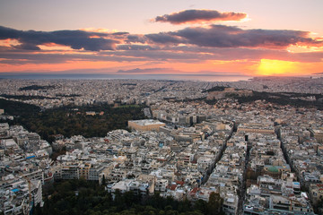 Fototapeta na wymiar View of Athens from Lycabettus hill.