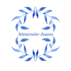 vector blue gzhel watercolor leaf pattern template