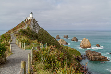 Nugget Point with lighthouse.